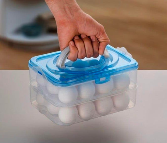 Veloxi EXIM Plastic Portable Refrigerator Egg Tray Box With Lid, Egg Tray Egg Storage Box Fridge For Eggs, Egg Storage Basket, Eggs Basket (Pack of 1) (24 GRID)