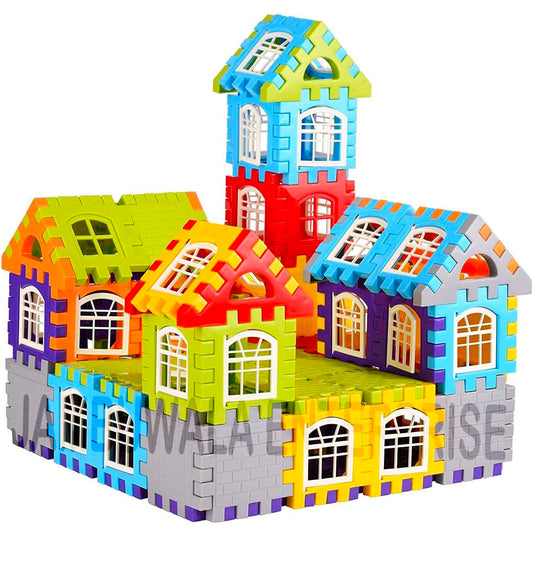 Blocks Game My Happy House 72 Pcs Toy Building Blocks with Attractive Windows and Smooth Edges Building Blocks for Kids, Block Game for Kids,Boys,Girls,Childrens