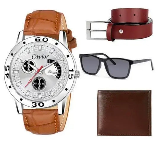 Silver Watch,Wallet,Belt,Sunglass For Men