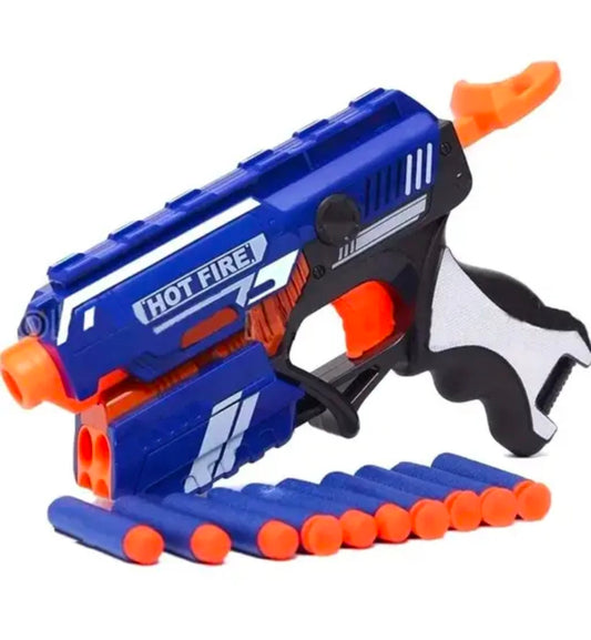 Blaze Storm Hot Fire Soft Bullet Gun Toy With 10 Safe Soft Foam Bullets, Fun Target Shooting Battle Fight Game For Kids Boys