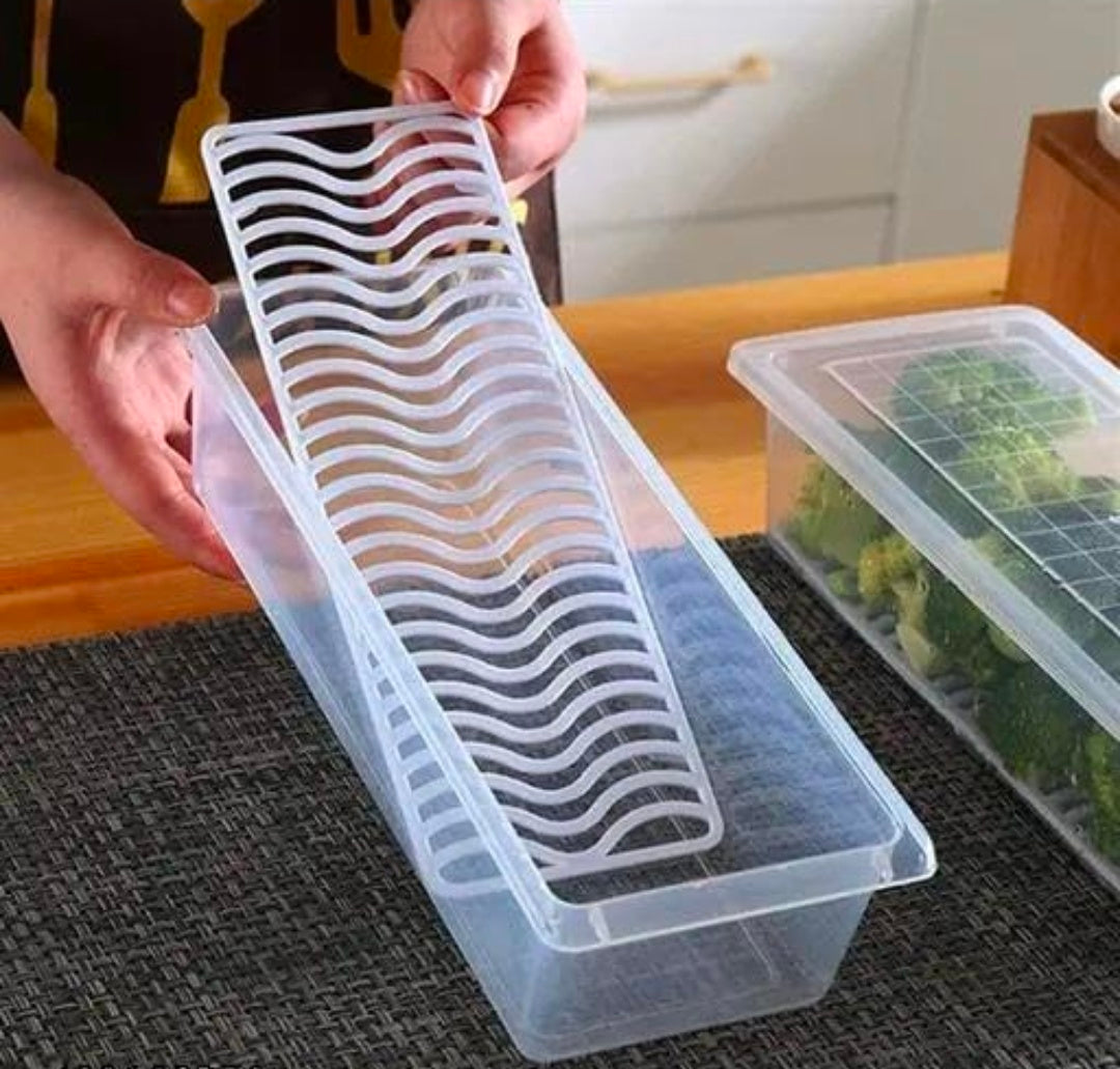 Fridge Storage Boxes (Pack Of_6) Fridge Organizer with Removable Drain Plate Fridge Storage Containers Keeps Fruits, Vegetables, Meat, Fish Fresh Longer (1500ml| design - 39 for home and kitchen