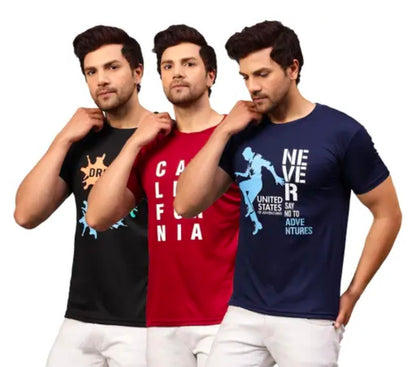 Urbane Glamorous Men Dri-Fit Printed Active Tshirts Combo of 3