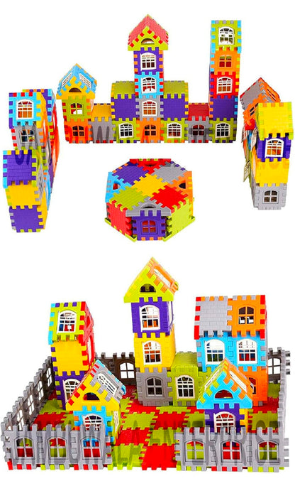 Blocks Game My Happy House 72 Pcs Toy Building Blocks with Attractive Windows and Smooth Edges Building Blocks for Kids, Block Game for Kids,Boys,Girls,Childrens