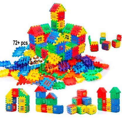 Blocks Game My Happy House 72 Pcs Toy Building Blocks with Attractive Windows and Smooth Edges Building Blocks for Kids, Block Game for Kids,Boys,Girls,Childrens