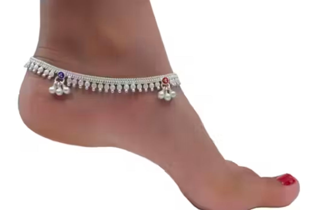 Sanwariya Anklets Pajeb Kolapuri Design Anklet for Women and Girl in 10.5 inches size.with free Toe Rings chutky