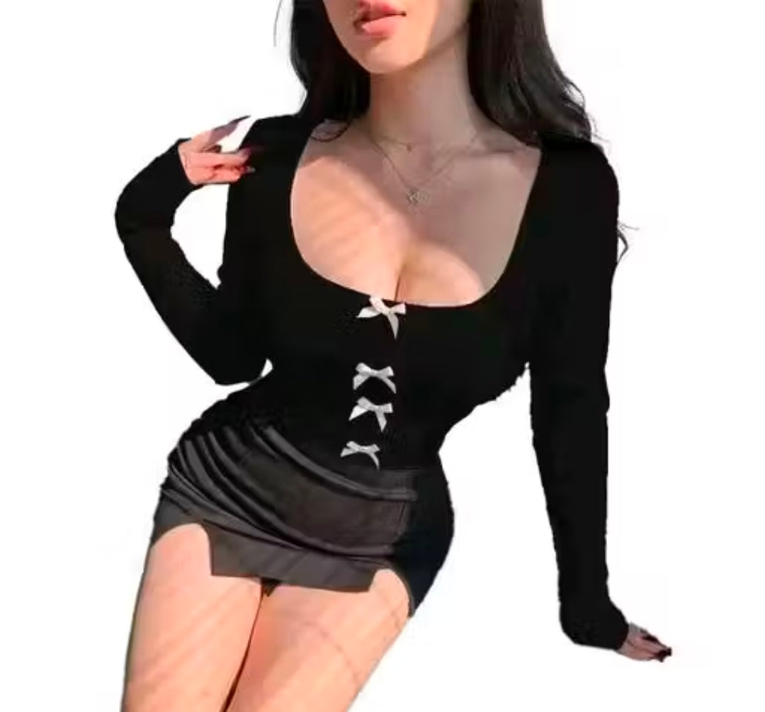 BLACK VELOUR SQUARE NECK SCOOP NECK TOP FOR GIRLS OR WOMEN