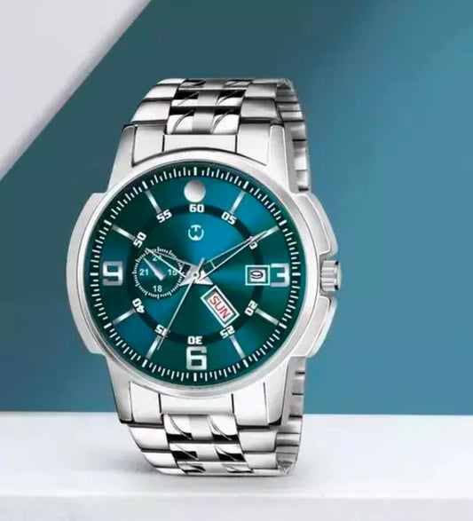 Silver Stainless Chain Green Dial Men’s & Boy’s Analog Watch