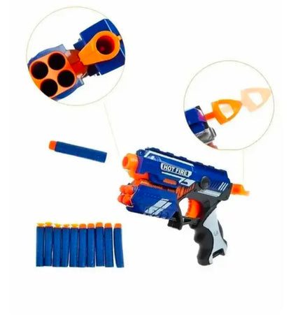 Blaze Storm Hot Fire Soft Bullet Gun Toy With 10 Safe Soft Foam Bullets, Fun Target Shooting Battle Fight Game For Kids Boys