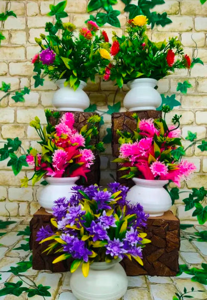 Artificial Flower Multicolour With Pot for Home, Office and Garden Decor Pack of 5