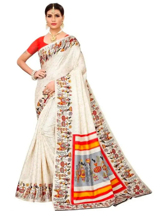 Silk Yellow Tassels and Latkans Saree With Blouse