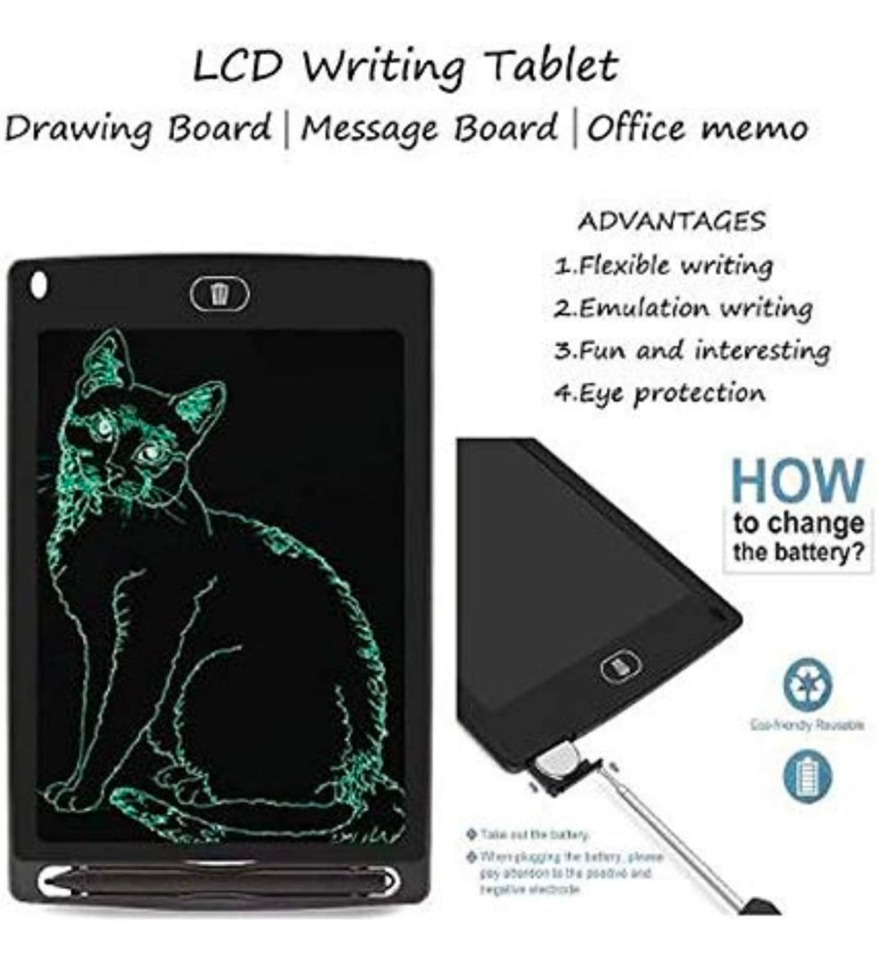 LCD Writing Tablet for Kids 8.5 Inch | Reusable Slate Pad for Boys & Girls | Drawing, Doodle & Study Tab for Age 2-10 Years | Screen-Free Toys for Learning & Fun Activities