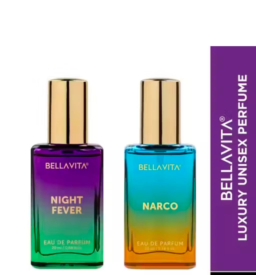 Bella Vita Unisex Night Fever + Narco EDP Perfume Combo For Men and Women 20 ml Each ( Pack of 2 items )