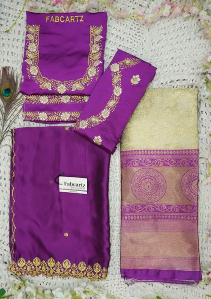 Beautiful Embroidery work Unstitched Half Saree with Woven Design & Rangoli Embroidery Dupatta For Women