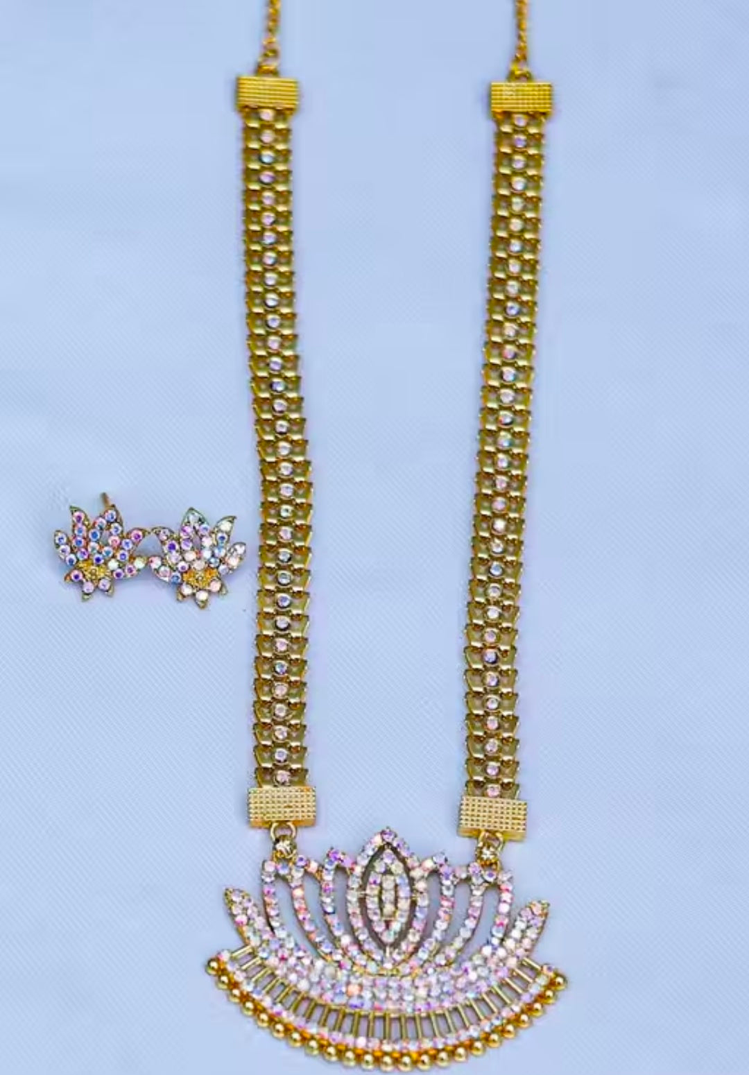 Willanzy gold plated necklace set with rainbow colour jewellery, necklace,indian wedding jewellery set,maangalyam,murukku,south indian,maharastrian high quality set for women ,girls