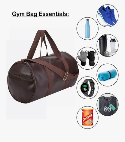 20L Leather Trendy & Classic Duffle Gym Bag for Men & Women Leather Gym Bag with Shoulder Strap Sports Bag Yoga & Travel Bag for Boys & Girls Duffle Bag & Travelling Bag Outdoor (Brown)
