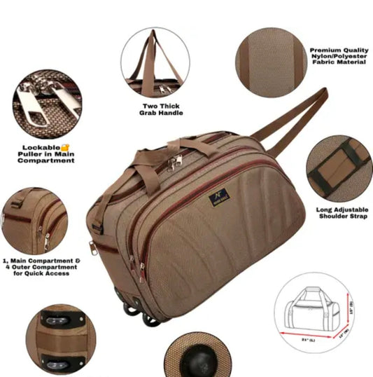 60 L Strolley Duffel Bag - Unisex Polyester Medium Size Travel Weekender Duffle Bag for Men & Women Luggage Bag For Men and Women