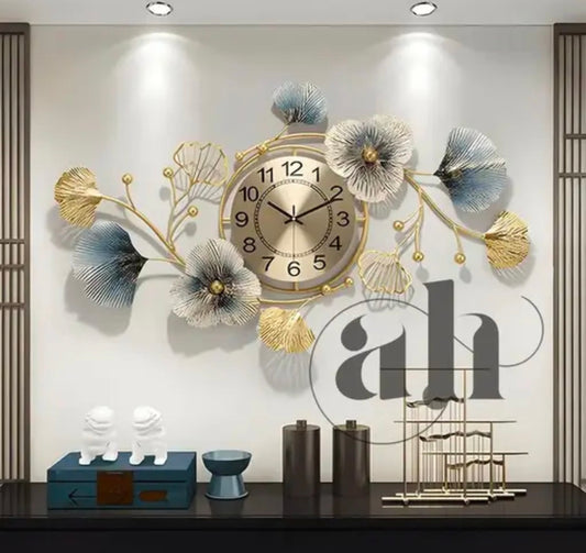 AH DECOR Stylish Luxury Designer Antique Analog Silent Clock for Noise-Free Timepiece for Home, Office, Living Room Bedroom Decoration Wall Clock for Living Room, Metal, multicolor