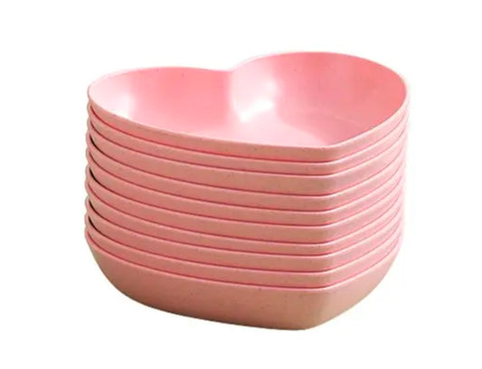 6 Pcs Fruit Plate Food Grade BPA Free Heart-Shaped Desktop Spit Bone Dish Fruit Tray Dessert Plates Fruit Dish Reusable Plate Set Salad Plates Dinner Plates Appetizer Dinner Plates Small Serving Plates Small Plate baby plate snack plate (COLOR - PINK)