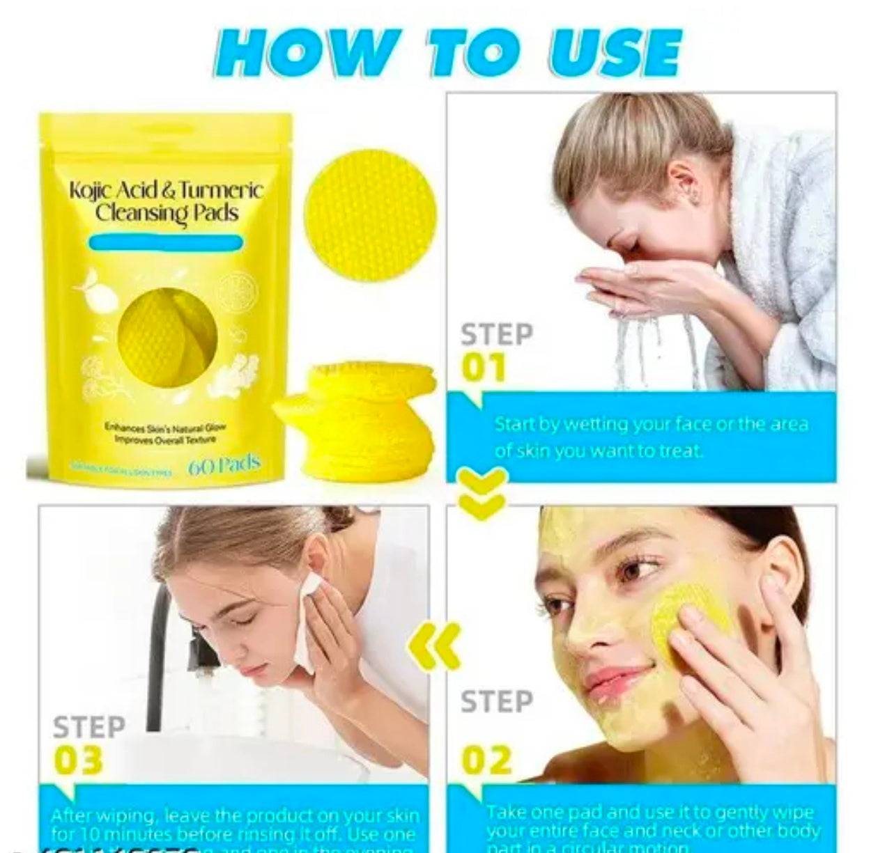 Turmeric & Kojic Acid Cleansing Pads (60 Pads)