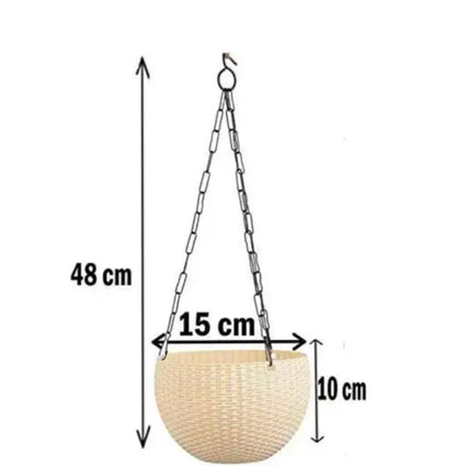 Chainlinks Euro Basket Hanging Pots 6" inches/Pack of 12/Random Colours /Flower Pot/Hanging Planters/Flower Basket/Balcony Pots/Garden Pots/Indoor Pots/Stylish Ratan Design /Lightweight & Durable , Hanging Gamla, Hanging Chain