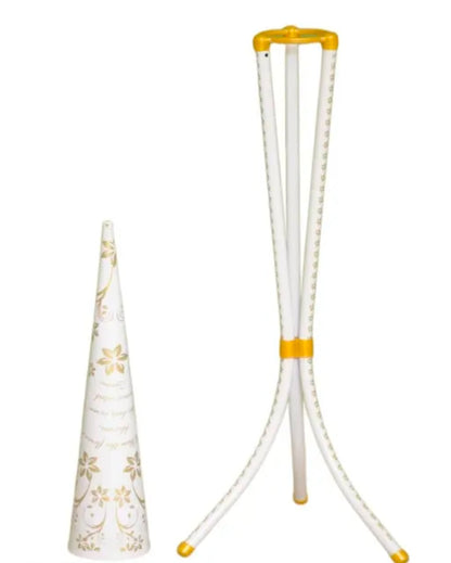 Home Decor Corner Centerpiece Gift Item and Usefull Metal Stand| R A Touch Vase Best Hand Print drawing room and living room and best flower vase best white colour and hand golden print design handicraft metal vase hight 29 INCH widh 10 INCH